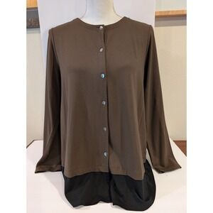 J.Jill Wearever Collection Women's Colorblock Stretch Button Up Size M Petite